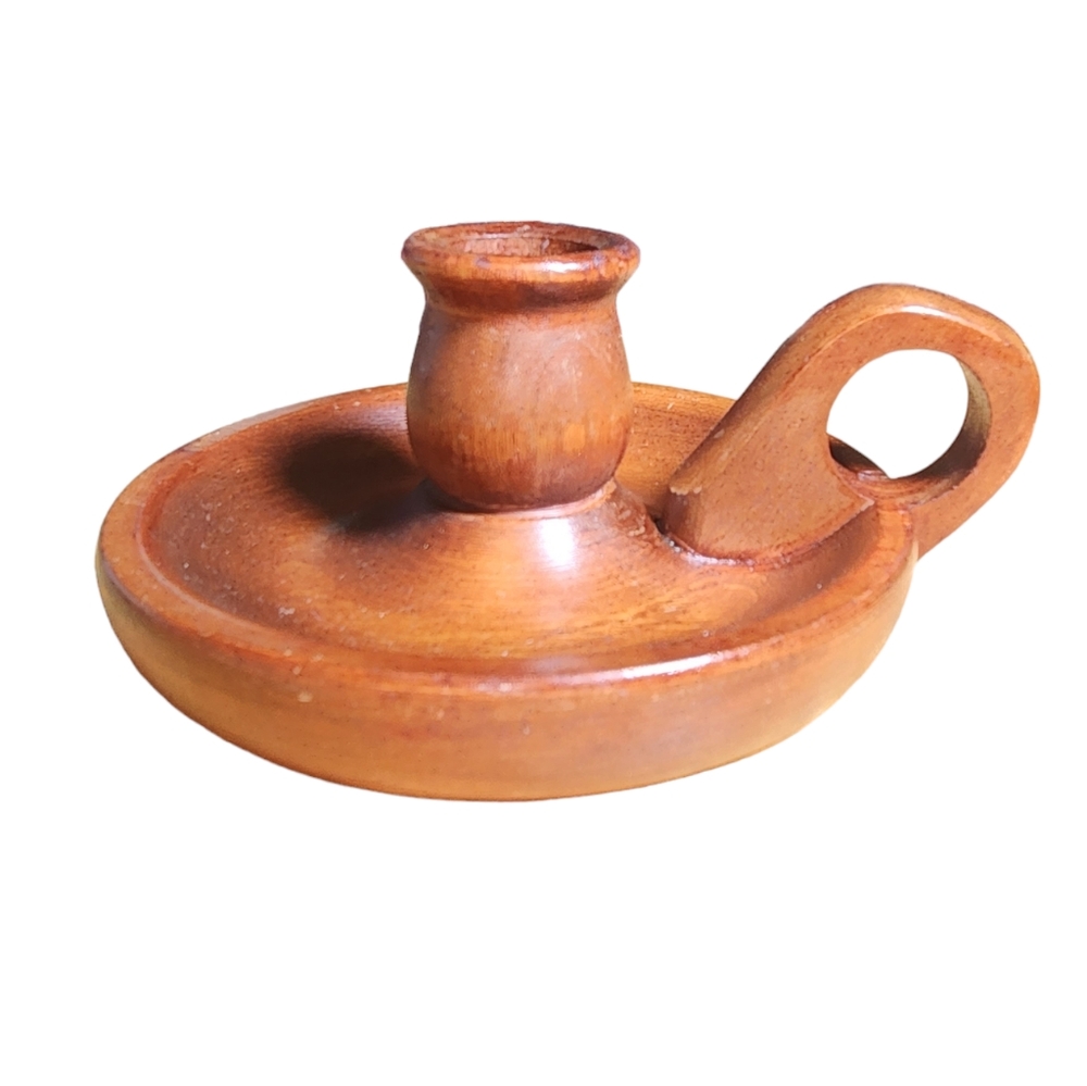 Ma‎ Leck Of Wingate N.C. Vintage Brown Stained Wood Colonial Style Candle Holder